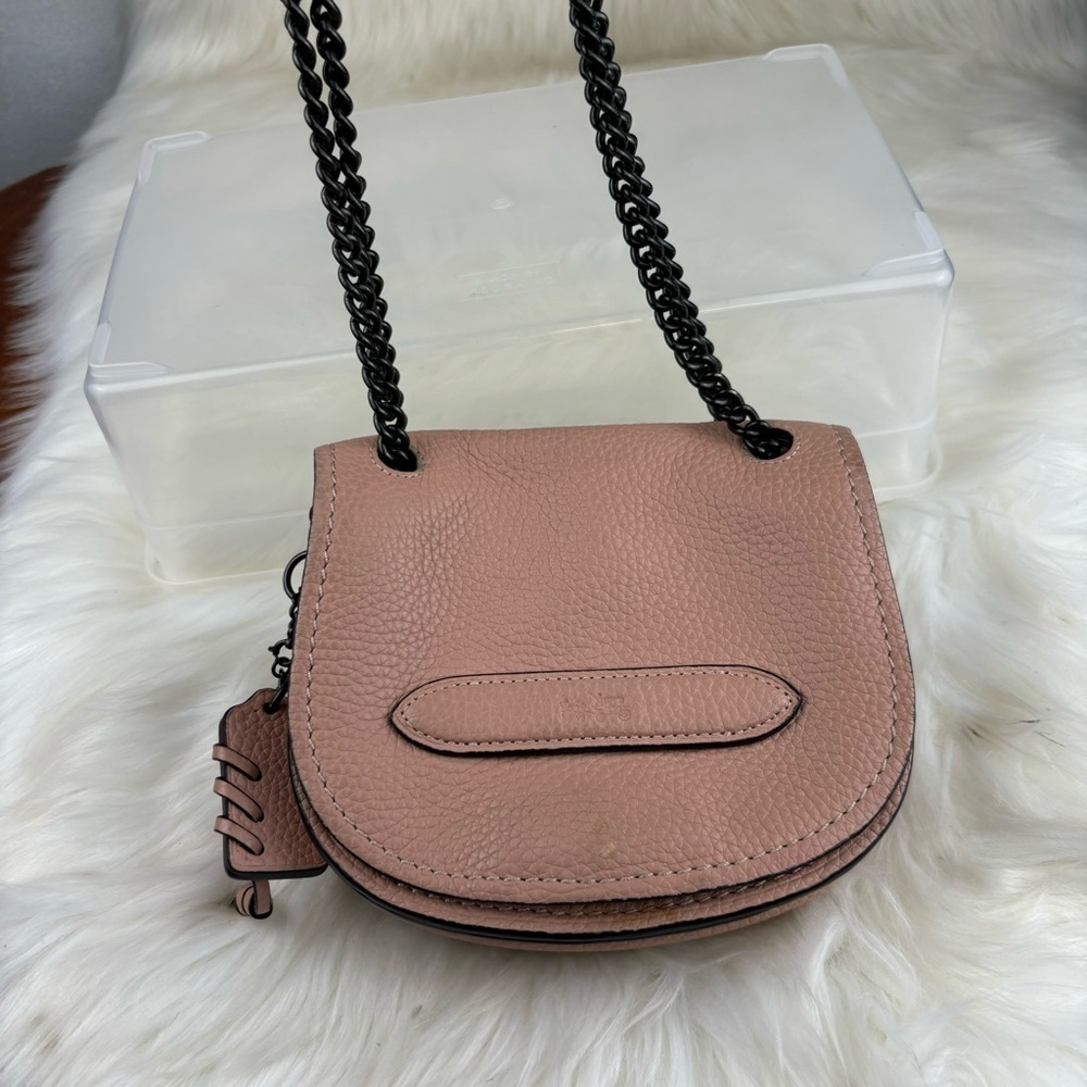 COACH SMALL SHADOW IN PEBBLE LEATHER CROSSBODY BAG PALE PINK COLOR - Picture 9 of 14